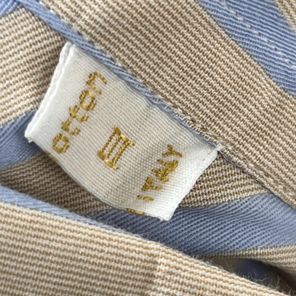 Brioni Shirt Mens 16 Blue Tan Stripe Dress Long Sleeve 100% Cotton Spread Collar - Picture 13 of 16